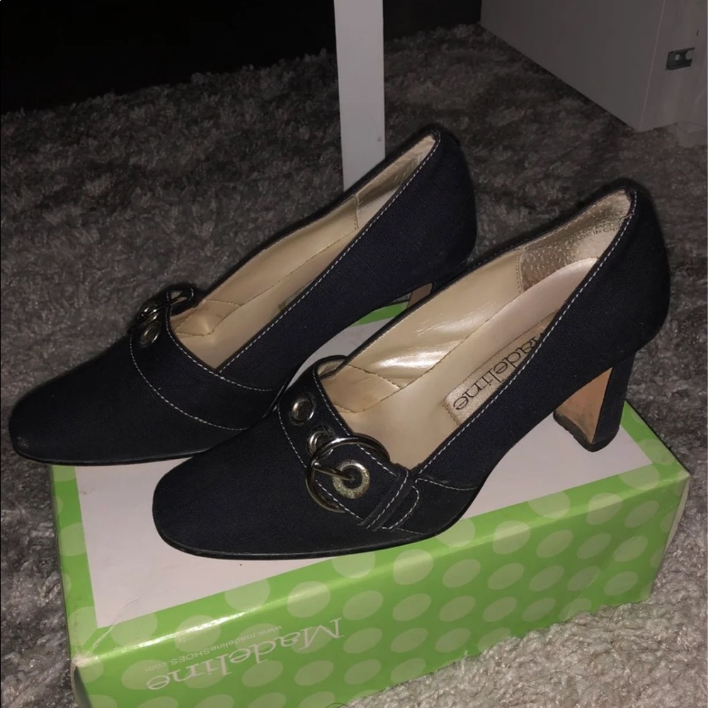 black belted heels